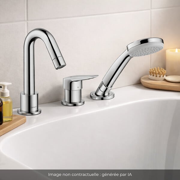 HANSGROHE - Mitigeur baignoire 3 trous Logis chromé + corps encastré avec Secuflexbox - large