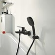 GROHE - Mitigeur bain douche mécanique Start 2021 noir mat + Douchette 2 jets Vitalio Comfort 110 + Flexible - vignette