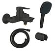 GROHE - Mitigeur bain douche mécanique Start Edge 2020 noir mat + Douchette 2 jets Vitalio Comfort 110 avec flexible et support - vignette