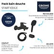 GROHE - Mitigeur bain douche mécanique Start Edge 2020 noir mat + Douchette 2 jets Vitalio Comfort 110 avec flexible et support - vignette