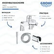 GROHE - Mitigeur baignoire mécanique Swift avec colonnettes Idro'Flex + Douchette 1 jet + Flexible + Support - vignette