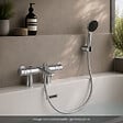 GROHE - Mitigeur baignoire thermostatique Grohtherm 800 avec colonnettes Idro'Flex + Douchette 2 jets Start + Flexible + Support - vignette