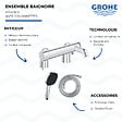 GROHE - Mitigeur baignoire mécanique Essence avec colonnettes Idro'Flex + Douchette 2 jets Comfort + Flexible - vignette