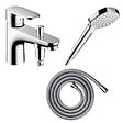 HANSGROHE - Pack mitigeur bain douche mécanique Vernis Blend C2 + Pommeau de douche Croma 110 + Flexible Metaflex chromé - vignette