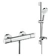HANSGROHE - Pack mitigeur douche thermostatique Ecostat Comfort chromé + Ensemble de douche Crometta 2 jets blanc/chromé - vignette