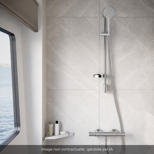 HANSGROHE - Pack mitigeur douche thermostatique Ecostat Comfort chromé + Ensemble de douche Crometta 2 jets blanc/chromé - large