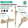 HANSGROHE - Pack mitigeur douche thermostatique Ecostat Comfort + Barre Unica + flexible + Pommeau Raindance 3 jets noir mat - vignette