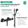 HANSGROHE - Pack mitigeur douche thermostatique Ecostat Comfort + Ensemble pommeau Vernis Blend EcoSmart 2 jets avec barre noir mat - vignette