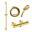 DURAVIT - Pack mitigeur douche thermostatique 1000 + Barre 90 cm + Pommeau 3 jets + Flexible 160 cm Doré poli - vignette