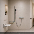 HANSGROHE - Mitigeur thermostatique Ecostat Comfort + Barre PMR Unica gauche + Pommeau Pulsify Select 3 jets + Flexible Metaflex - vignette