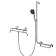 HANSGROHE - Mitigeur thermostatique Ecostat Comfort Care + Barre PMR Unica droite + Pommeau Pulsify Select 3jets + Flexible Metaflex - vignette