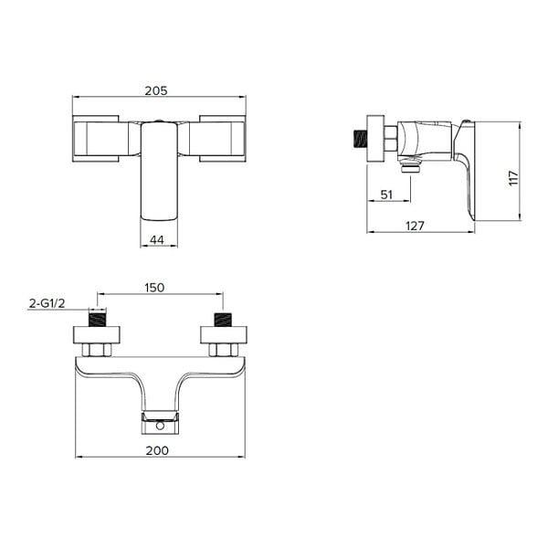 SWISS AQUA TECHNOLOGIES - Brevis mitigeur de douche mural 150 mm à levier, sans ensemble de douche, noir mat (SATBSBRE268C) - large