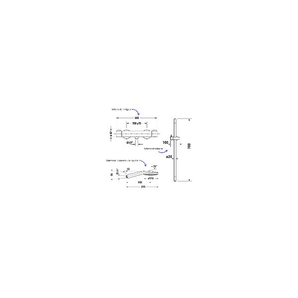 DURAVIT - Pack mitigeur douche thermostatique 1000 + Barre 70 cm + Pommeau 3 jets + Flexible 160 cm Noir mat - large