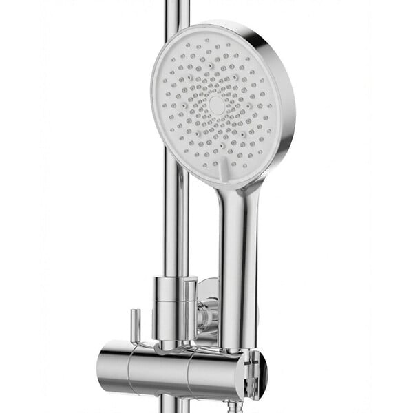 SWISS AQUA TECHNOLOGIES - Système de douche mural avec mitigeur monocommande + douche de tête + douchette à main 3 jets, chrome (SATSSPKNEW) - large