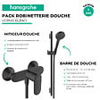 HANSGROHE - Pack mitigeur douche mécanique Vernis Blend + Ensemble pommeau Vernis Blend EcoSmart 2 jets avec barre noir mat - vignette