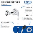 GROHE - Pack mitigeur douche monocommande BauLoop + Douchette Vitalio Start 110 + Barre Quickflix Vitalio Smartactive + Flexible - vignette