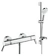 HANSGROHE - Pack mitigeur douche thermostatique Ecostat Comfort Care chromé + Ensemble de douche Crometta 2 jets blanc/chromé - vignette