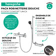 HANSGROHE - Mitigeur thermostatique Ecostat Comfort + Barre PMR Unica droite + Pommeau Pulsify Select 3 jets + Flexible Isiflex - vignette