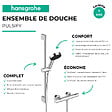 HANSGROHE - Pack mitigeur douche thermostatique Ecostat Comfort chromé + Ensemble de douche Crometta 2 jets blanc/chromé - vignette