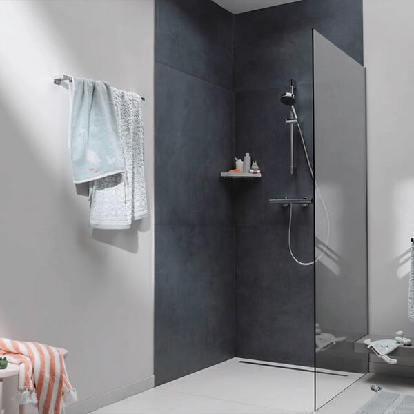 HANSGROHE - Pack mitigeur douche thermostatique Ecostat Comfort chromé + Ensemble de douche Crometta 2 jets blanc/chromé - large
