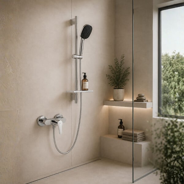 GROHE - Pack mitigeur douche mécanique Start + Douchette Vitalio Comfort 110 + Barre Quickflix Vitalio Smartactive + Flexible - large