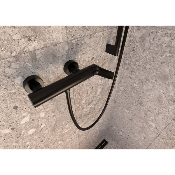 SWISS AQUA TECHNOLOGIES - Infinitio mitigeur de douche monocommande mural, entraxe 150 mm, sans ensemble de douche, noir mat (SATBSINF268C) - large