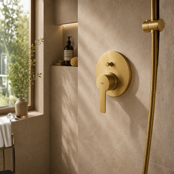 GROHE - Façade robinet encastré monocommande 2 sorties Lineare Cool Sunrise - large