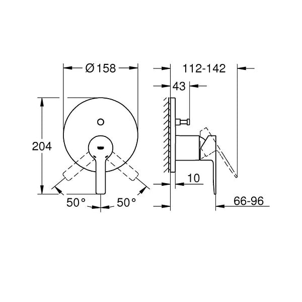 GROHE - Façade robinet encastré monocommande 2 sorties Lineare Cool Sunrise - large