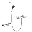 HANSGROHE - Mitigeur thermostatique Ecostat Comfort + Barre PMR Unica gauche + Pommeau Pulsify Select 3 jets + Flexible Isiflex - vignette