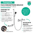 HANSGROHE - Mitigeur thermostatique Ecostat Comfort + Barre PMR Unica gauche + Pommeau Pulsify Select 3 jets + Flexible Isiflex - vignette