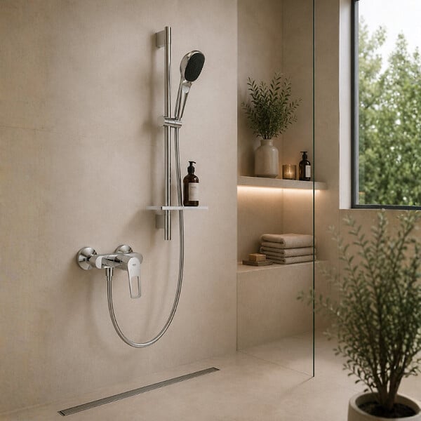 GROHE - Pack mitigeur douche mécanique StartLoop + Douchette Vitalio Start 110 + Barre Quickflix Vitalio Smartactive + Flexible - large