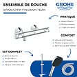 GROHE - Pack mitigeur douche thermostatique Quickfix Precision Flow + Douchette Vitalio Comfort 110 + Barre Quickfix + Flexible - vignette