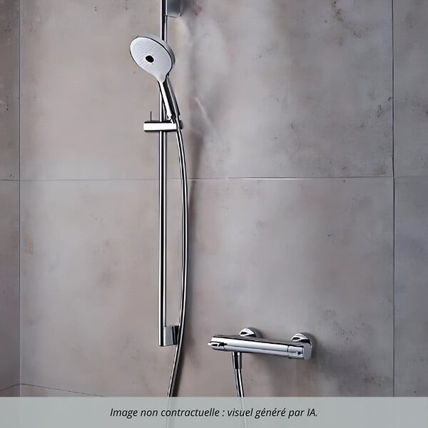 DURAVIT - Pack mitigeur douche thermostatique 1000 + Barre 70 cm + Pommeau 3 jets + Flexible 160 cm Chromé - large