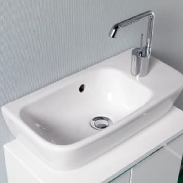 VITRA - Vitra Shift lavabo 50 x 25 cm avec trou de robinetterie à droite, blanc brillant (7070-003-0921) - large