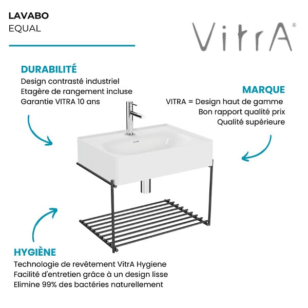 VITRA - Lavabo VitrA Equal avec étagère - large