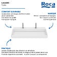 ROCA - Lavabo mural autoportant percé 2 trous Tura blanc brillant 100 cm - vignette