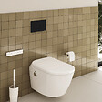 VITRA - Pack WC lavant suspendu sans bride avec abattant et attentes électriques VitrA V-Care Ultra blanc + bâti autoportant V-Fix Easy + plaque noir mat - vignette