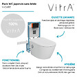 VITRA - Pack WC lavant suspendu sans bride avec abattant et attentes électriques VitrA V-Care Ultra blanc + bâti autoportant V-Fix Easy + plaque noir mat - vignette