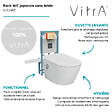VITRA - Pack WC lavant suspendu sans bride avec abattant et attentes électriques VitrA V-Care Ultra blanc + bâti autoportant V-Fix Easy + plaque or brossé - vignette