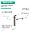 HANSGROHE - Evier 1 bac 980 S52 synthèse noir + robinet de cuisine Focus M41 160 aspect acier inox - vignette