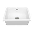 SWISS AQUA TECHNOLOGIES - Infinitio 55,5x43x22 cm évier de cuisine simple à encastrer en céramique, avec trop-plein, sans siphon, blanc (SATSINK5543) - vignette