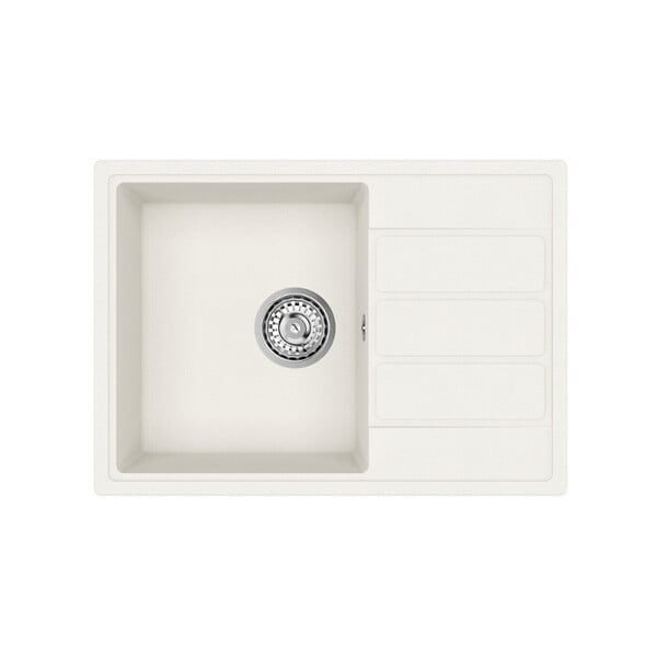 SWISS AQUA TECHNOLOGIES - 62x44 cm évier avec égouttoir réversible en Granite, à encastrer, blanc + mitigeur lavabo/cuisine Grohe Start (SATSE2WG3047) - large