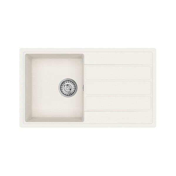 SWISS AQUA TECHNOLOGIES - 76x44 cm évier avec égouttoir réversible en Granite, à encastrer, blanc + mitigeur lavabo/cuisine Grohe Start (SATSE3WG304) - large