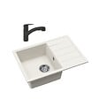 SWISS AQUA TECHNOLOGIES - 62x44 cm kit évier avec égouttoir réversible en Granite, à encastrer, blanc + mitigeur de cuisine Grohe Start (SATSE2WG303) - vignette