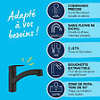SWISS AQUA TECHNOLOGIES - 62x44 cm kit évier avec égouttoir réversible en Granite, à encastrer, blanc + mitigeur de cuisine Grohe Start (SATSE2WG303) - vignette