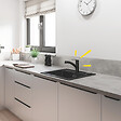 SWISS AQUA TECHNOLOGIES - 62x44 cm évier avec égouttoir réversible en Granite, à encastrer, noir + mitigeur lavabo/cuisine Grohe Start (SATSE2BG431) - vignette