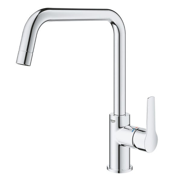 SWISS AQUA TECHNOLOGIES - 76x44 cm évier avec égouttoir réversible en Granite, à encastrer, noir + mitigeur lavabo/cuisine Grohe Start (SATSE3BG304) - large