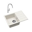 SWISS AQUA TECHNOLOGIES - 62x44 cm évier avec égouttoir réversible en Granite, à encastrer, blanc + mitigeur lavabo/cuisine Grohe StartEdge (SATSE2WG313) - vignette