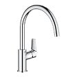 SWISS AQUA TECHNOLOGIES - 76x44 cm évier avec égouttoir réversible en Granite, à encastrer, noir + mitigeur lavabo/cuisine Grohe StartEdge (SATSE3BG313) - vignette