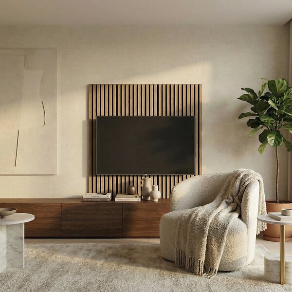 SWISS AQUA TECHNOLOGIES - Panneau acoustique mural d'intérieur 60x120 cm en MDF sur feutre polyester, décor chêne naturel, 0,72 m2 (SATAKUPANNON612) - large